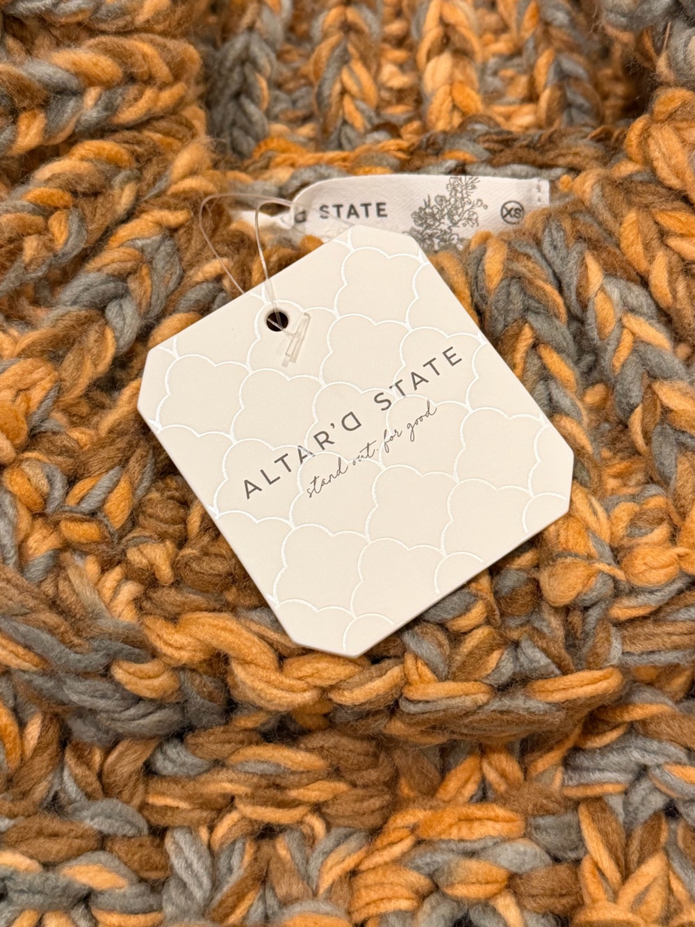 Altar’d State Marled Chunky Knit Sweater Orange Brown Gray XS NWT - Picture 8 of 12